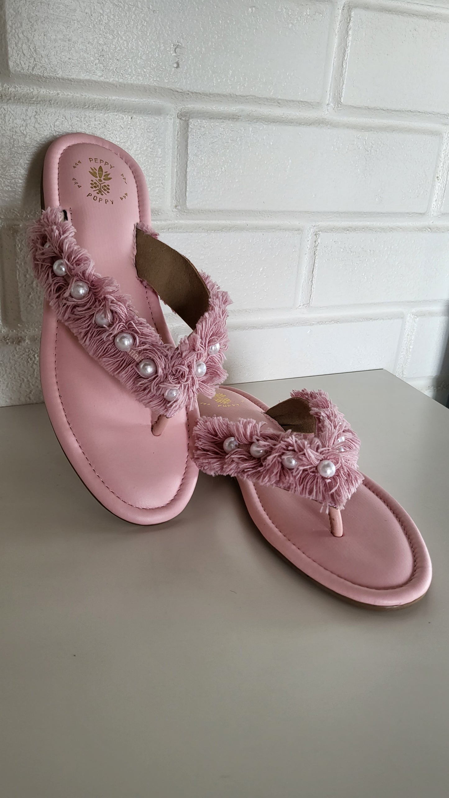 Pink Pearl Lace Flats
