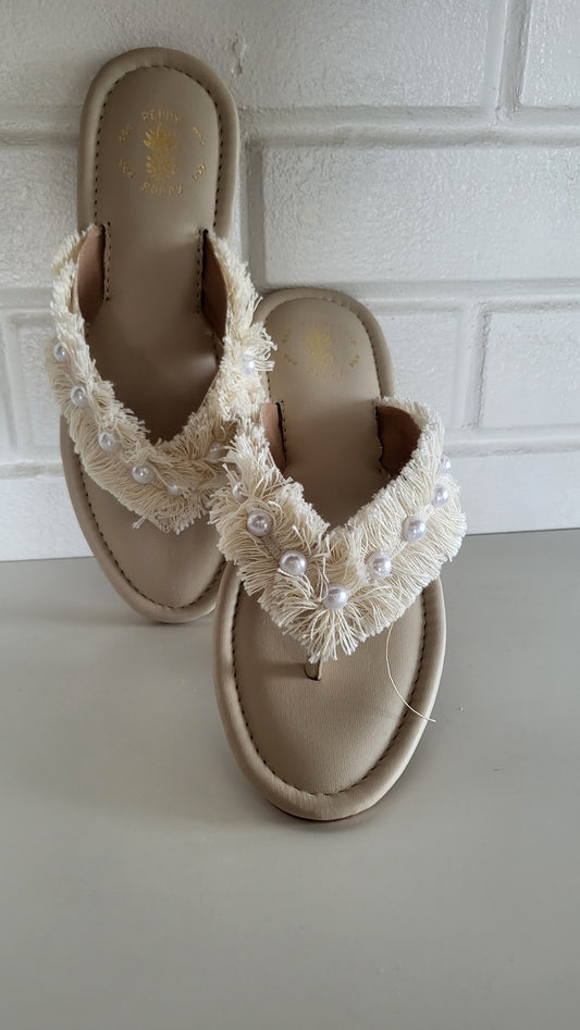 White Lace White Slippers Flats