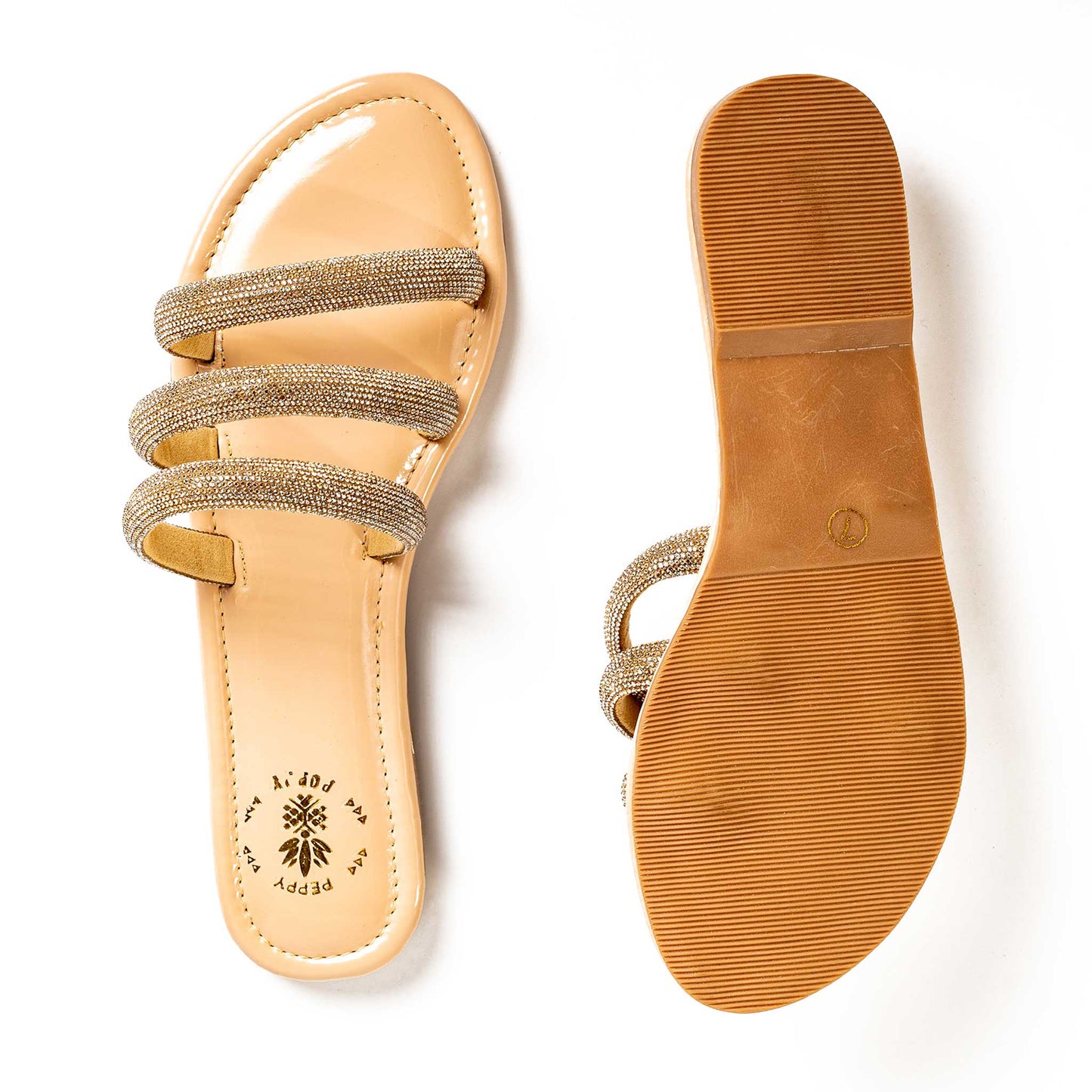 Classic Bling Sandals – Cream