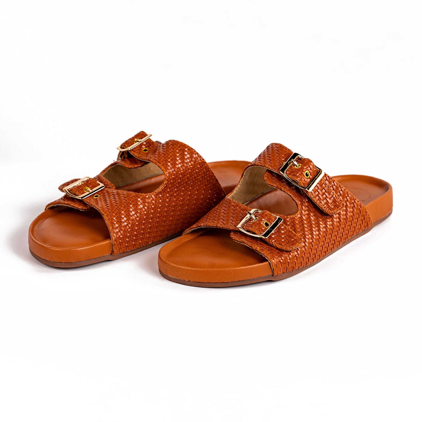 Buckled Cork Sandals-Tan Brown