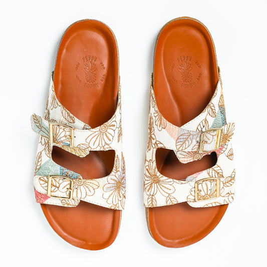 Blooming Embroidered Buckled Sandals