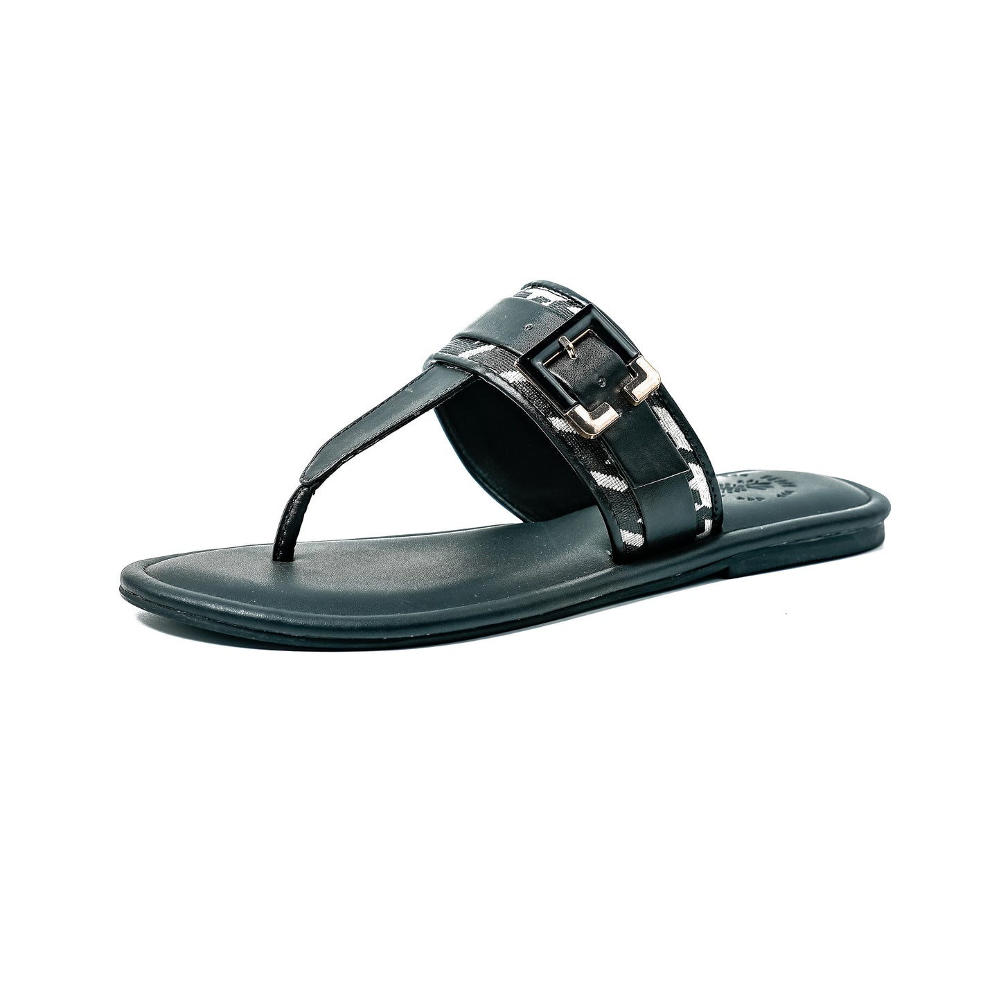 Buckled Thong Sandals - Black