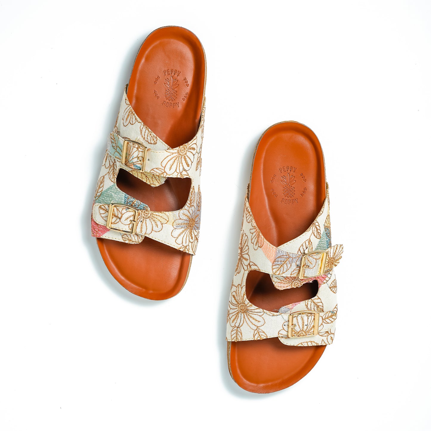 Blooming Embroidered Buckled Sandals