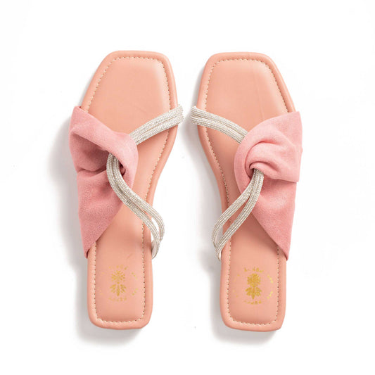 Delicate Stone Twist Sandals - Pink