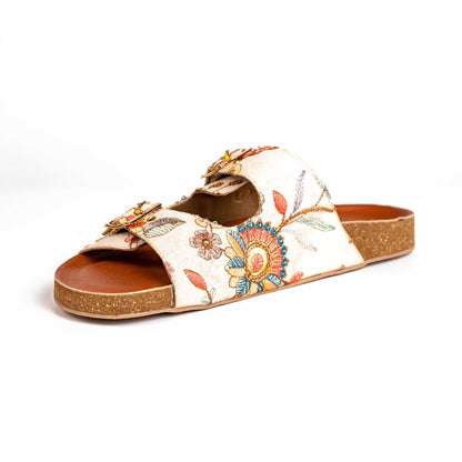 Floral Embroidered Buckled Sandals